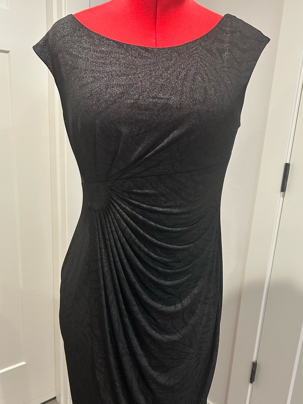 connected apparel Black with Light Gold Shimmer Dusting Sheath Dress